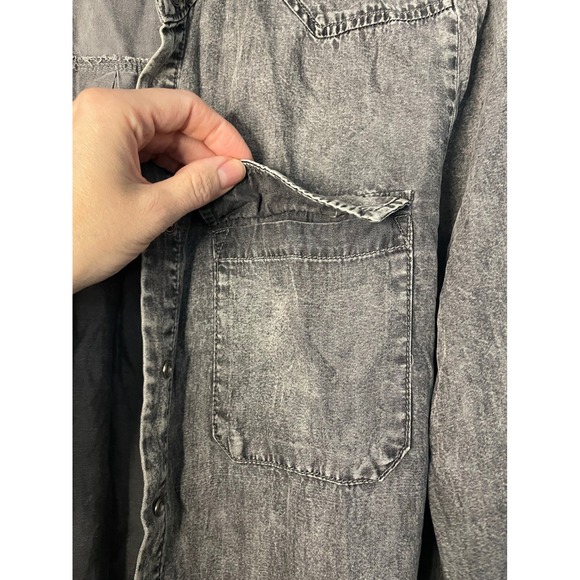 JANE + DELANCEY Women's Washed Grey Lyocell Long Sleeve Button Down Shirt Size L - Picture 2 of 9